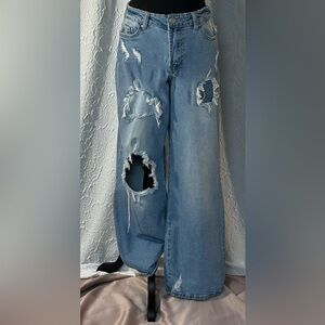 COPY - INDIGO REIN-Distressed Blue Jeans Size 9 W28/L32
